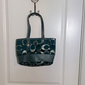 Coach purse sage green with silver accents